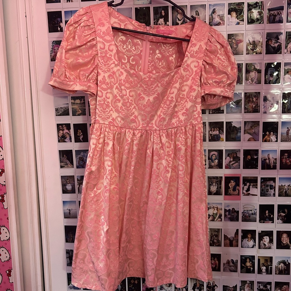 Sugar Thrillz Elegant Pink Brocade Dress